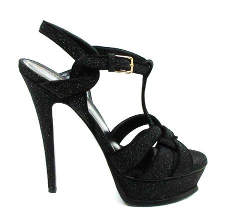 ysl tribute black glitter|TRIBUTE platform sandals in smooth leather .